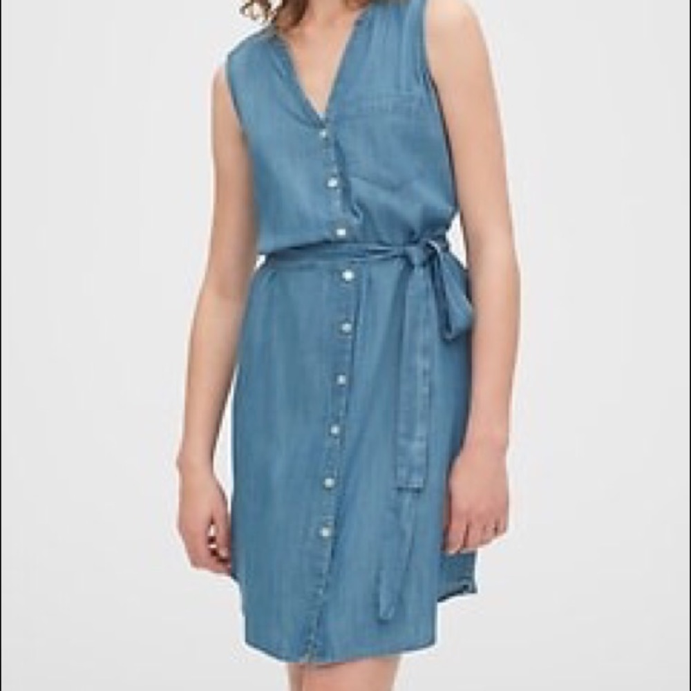 Gap Sleeveless Shirtdress in Tencel Denim, M